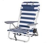 AKTIVE Silla de Playa Plegable y reclinable 4 Posiciones Rayas Azules y Blancas, Medidas 50 x 45 x 76cm, Peso máx. 110 Kg, Material poliéster, Antivuelco, sillas de Playa (62287)