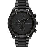Calvin Klein Reloj Analógico de Cuarzo multifunción para Hombre, Colección Impact con Correa, Acero Inoxidable, Negro (Black)