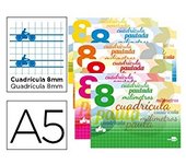 Libreta liderpapel pautaguia tapa cartoncillo 32 hojas din a5 cuadriculado pautado 8mm apaisada 70 gr