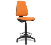 Piqueras y Crespo Elche Taburete CP - Taburete ergonómico con Mecanismo de Contacto Permanente y Regulable en Altura - Asiento y Respaldo tapizados en Tejido Bali Color Naranja.