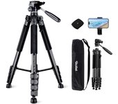 Rollei Compact Traveler Star S4 Trípode, 188cm Tripode Camara Portátil y Ligero de Aluminio con Rótula Desmontable de 3 Vías para DSLR Trípode para Cámara y Teléfono con Soporte para Teléfono