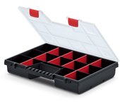Kistenberg Nor 40 KNO40307 - Caja de herramientas con 10 compartimentos extraíbles y tapa transparente (390 x 290 x 65 mm)