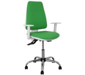 Piqueras y Crespo Elche Blanca - Silla de Oficina ergonómica con Mecanismo asincro, Regulable en Altura y Ruedas de parqué - Base cromada. Asiento y Respaldo tapizados en Tejido Bali Color Verde.