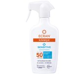 Ecran Sunnique - Leche Protectora Solar SPF 50+ Sensitive en Spray, Protección muy Alta UVA, UVB y IR-A, Antialergias Solares, Resistente al Agua, Pieles Muy Claras e Intolerantes al Sol - 270 ml