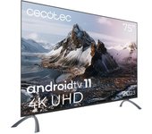 Cecotec Televisor LED 75" Smart TV A3 Series ALU30075S, 4K UHD, Android Tv11, Frameless, Asistente de Voz Google y Chromecast, Dolby Vision & Atmos, HDR10, HBBTV, 2023.