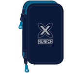 Safta Munich Nautic - Estuche Escolar Niño, Estuche con Colores, con 28 Útiles Incluidos, Ideal para Niños de 5 a 14 Años, Cómodo y Versátil, Calidad y Resistencia, 12.5x4x19.5 cm, Color Azul Marino
