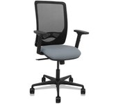 Zulema - Silla de Oficina ergonómica con Mecanismo sincro, Brazos 2D- Respaldo de Malla Transpirable en Color Negro y Asiento tapizados en Tejido Bali Color Gris. Ruedas de Nailon de 65mm