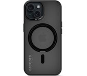 DECODED - Funda con Soporte 360° - iPhone 15 - Plástico 100% Reciclado - Funda Transparente - Apta para MagSafe - Negro Transparente