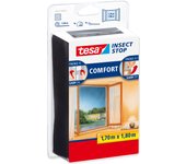 tesa Insect Stop Malla Mosquitera COMFORT para Ventanas, Mosquitera Autoadhesiva con Cierre de Gancho y Bucle, Tela Antimosquitos, Gris Antracita, 170 cm x 180 cm
