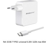 Eightt EC65 cargador de dispositivo móvil Universal Blanco Corriente alterna Carga rápida Interior