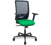 Zulema - Silla de Oficina ergonómica con Mecanismo sincro, Brazos 2D- Respaldo de Malla Transpirable en Color Negro y Asiento tapizados en Tejido Bali Color Verde. Ruedas de Nailon de 65mm