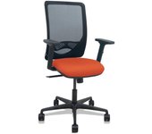 Zulema - Silla de Oficina ergonómica con Mecanismo sincro, Brazos 2D- Respaldo de Malla Transpirable en Color Negro y Asiento tapizados en Tejido Bali Color Naranja Oscuro. Ruedas de Nailon de 65mm