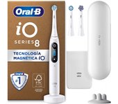 Oral-B iO 8N Cepillo de Dientes Eléctrico con Mango Recargable, 3 Cabezales y Estuche de Viaje, Diseñado por Braun, Regalos Originales para Mujer y Hombre - Blanco