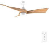 Cecotec Ventilador de Techo con Luz EnergySilence Aero 5280 LightWood. 40W, Diámetro 52", Motor DC, Mando a distancia, Luz LED de 18W, Temporizador programable, Modo winter-summer