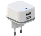 HQ-Power Cargador USB, con 2 Puertos USB, 5 V 4,8 A 24 W, Ideal para teléfonos móviles, Smartphones, tabletas, GPS y más,Blanco