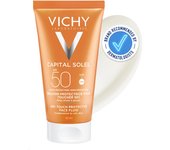 Vichy Crema Protectora de Tacto Seco Para Rostro, Antibrillos, Apta Para Piel Mixta y Grasa Fotoprotección Spf50+ Contra Rayos Uvb y Uva, Capital Soleil, 50 ml