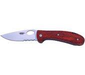Navaja JKR, hoja con sierra de acero inox de 8,7 cm satinada, mango de madera, Clip cinturón, JKR0652