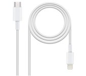 Cable datos type-c a lightning iphone 5-12 / 1m / blanco / nanocable 10.10.0601