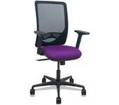 Zulema - Silla de Oficina ergonómica con Mecanismo sincro, Brazos 2D- Respaldo de Malla Transpirable en Color Negro y Asiento tapizados en Tejido Bali Color Morado. Ruedas de Nailon de 65mm