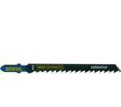Hoja de sierra de calar, marca Irwin, modelo T144DP, uso en madera, 100 mm, set de 5 piezas, corte preciso y duradero, diseño para alta resistencia al desgaste
