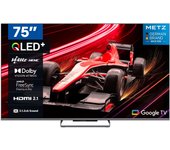Metz 75" MQE8000 TV QLED, 4K 144Hz Google TV con Dolby Atmos y Dolby Vision, ALLM Gaming TV, HDR10+, MEMC Sport Mode, 3×HDMI, 2×USB，DVB C/-T/T2-S/S2, Ci