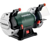 Esmeriladora doble METABO DS 125 M, herramienta de banco, ideal para afilar y desbastar, motor silencioso de inducción, diseño compacto, color gris metálico