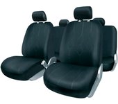 +PWR Car Parts Juego de Fundas de Asiento Universales Venezia Negras. Airbag Compatibles, Cremallera Trasera Partida. Completo para 5 Asientos.