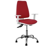 Piqueras y Crespo Elche Blanca - Silla de Oficina ergonómica con Mecanismo asincro, Regulable en Altura y Ruedas de parqué - Base cromada. Asiento y Respaldo tapizados en Tejido Bali Color Granate.