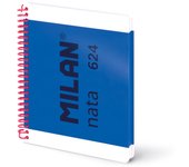 MILAN® Cuaderno A5 con espiral y tapa dura, papel cuadriculado, 80 hojas de 95 gr/m², colección nata®, azul