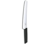 Cuchillo para pan y pastelería Victorinox Swiss Modern en Blister, filo dentado de 26 cm, ideal para panes y pasteles, mango ergonómico, apto para lavavajillas, negro.