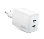 Aqiila Chargebird W2 - Cargador USB-C (45 W, tecnología GaN, 2 puertos USB-C PD, diseño compacto, 100-240 V, se puede utilizar en todo el mundo, embalaje sin plásticos), color blanco