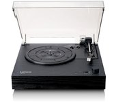 Lenco Tocadiscos LS-15BK - Recepción y transmisión Bluetooth®, 2 Altavoces Integrados, Pastilla AT3600L, transmisión por Correa, Parada automática, 33/45 RPM, AUX y RCA, Color Negro