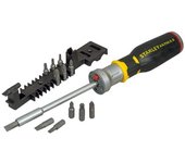 Stanley FMHT0-62689, Multipuntas FatMax de Carraca con LED, destornillador con mango ergonómico, trinquete de 40 dientes, 12 puntas intercambiables, cabezal magnético, ideal para trabajos en espacios estrechos