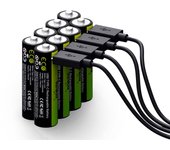 VERICO LoopEnergy AA 2550 Wiederaufladbare USB-C Batterie AA 1,5V 2550mWh (1700mAh) Li-Ion, Schnellladung Via USB-C Anschluss in ca. 2 Stunden, 8er Pack AA, 1 Kabel USB - A auf 4 x USB-C