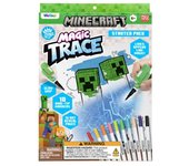 Paladone WeCool - Pack Magic Trace de los Minecraft, kit oficial de actividades para colorear con luz 16 páginas, 10 rotuladores, 1 herramienta Glow Grip para trazar líneas, a partir de 6 años