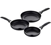 Set 3 sartenes (16+20+24cm) aluminio prensado, apto para inducción, navy black, san ignacio