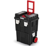 Caja de herramientas con ruedas para taller, con cierres de sujeción, estructura de pared reforzada modular, 45 x 36 x 64 cm