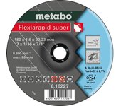 METABO 616227000 - Disco de tronzar para amoladora angular Flexiarapid Super A46-U-BF Inox HidroResist. embutido Ø 180 x 1,6 x 22,22 mm (Envase de 25 Ud)