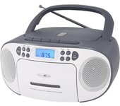 Reflexion Reproductor de CD con Cassette y Radio para alimentación y batería (Radio PLL FM, Pantalla LCD, Entrada Auxiliar, Conector para Auriculares), Color Blanco y Gris RCR2260
