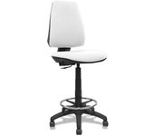 Piqueras y Crespo Elche Taburete CP - Taburete ergonómico con Mecanismo de Contacto Permanente y Regulable en Altura - Asiento y Respaldo tapizados en Tejido Bali Color Blanco.