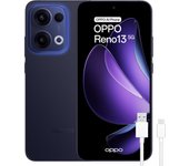 OPPO Reno13 5G - Smartphone Libre con IA, 12GB RAM + 256, Pantalla AMOLED 6.6" 120Hz, Cámara 50MP, IP69, Batería 5.600, Carga Rápida 80W, Versión Española - Azul