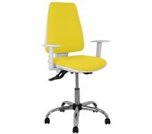 Piqueras y Crespo Elche Blanca - Silla de Oficina ergonómica con Mecanismo asincro, Regulable en Altura y Ruedas de parqué - Base cromada. Asiento y Respaldo tapizados en Tejido Bali Color Amarillo.