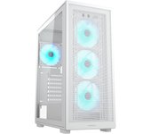 COUGAR Gaming | CAJA PC Gaming | MX220RVBWHITE - Caja ATX Intermedia - 4 Ventiladores ARGB 120mm preinstalados - Capacidad máxima de refrigeración - Soporte USB 3.2 Gen 2 Type C
