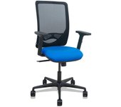 Zulema - Silla de Oficina ergonómica con Mecanismo sincro, Brazos 2D- Respaldo de Malla Transpirable en Color Negro y Asiento tapizados en Tejido Bali Color Azul. Ruedas de Nailon de 65mm