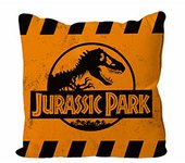 SD TOYS - Cojin Cuadrado Caution Logo Jurassic Park - Envasado al vacío - Medidas 45x45cm