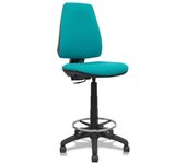 Piqueras y Crespo Elche Taburete CP - Taburete ergonómico con Mecanismo de Contacto Permanente y Regulable en Altura - Asiento y Respaldo tapizados en Tejido Bali Color Turquesa.