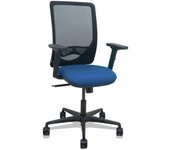 Zulema - Silla de Oficina ergonómica con Mecanismo sincro, Brazos 2D- Respaldo de Malla Transpirable en Color Negro y Asiento tapizados en Tejido Bali Color Azul Marino. Ruedas de Nailon de 65mm