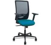 Zulema - Silla de Oficina ergonómica con Mecanismo sincro, Brazos 2D- Respaldo de Malla Transpirable en Color Negro y Asiento tapizados en Tejido Bali Color Verde petróleo. Ruedas de Nailon de 65mm