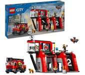 LEGO City Parque de Bomberos con Camión de Juguete, Regalo de Cumpleaños para Niños y Niñas de 6 Años o Más, Figura de Perro y 5 Minifiguras, Juego Imaginativo y de Acción 60414