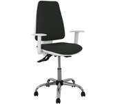 Piqueras y Crespo Elche Blanca - Silla de Oficina ergonómica con Mecanismo asincro, Regulable en Altura y Ruedas de parqué - Base cromada. Asiento y Respaldo tapizados en Tejido Bali Color Negro.